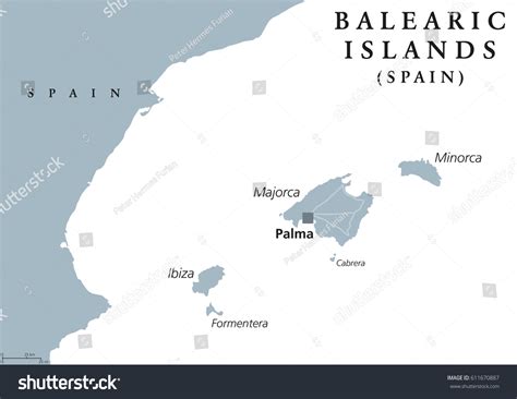 Balearic Islands Political Map Capital Palma Stock Vector Royalty Free