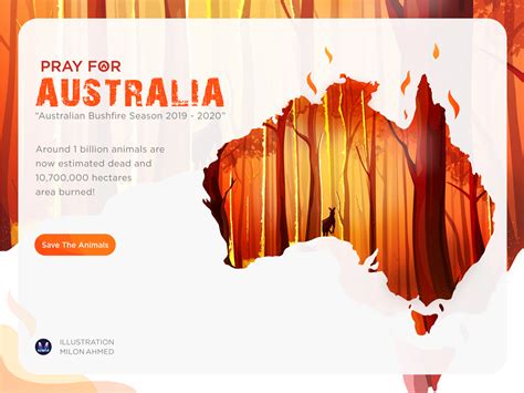 Hero image Illustration For Australia Bushfire Season 2019-2020 by Milon Ahmed on Dribbble