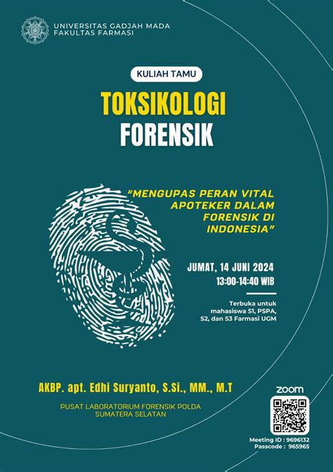 Kuliah Tamu Toksikologi Forensik Mengupas Peran Vital Apoteker Dalam