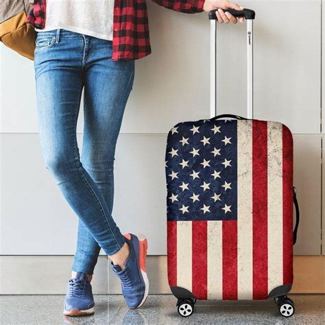 Rough American Flag Patriotic Luggage Cover Luggage Cover Vintage