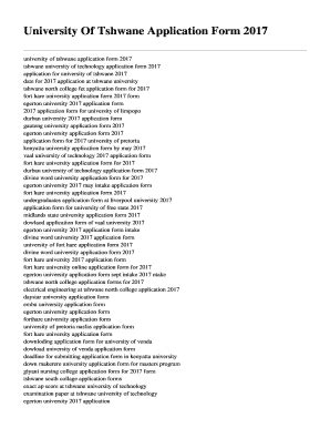 Fillable Online University Of Tshwane Application Form 2017. university ...