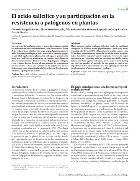 El acido salicílico y su participación en la resistencia a patógenos en