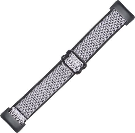 Nylon Bandje Geschikt Voor Fitbit Charge 5 Charge 6 Wit Zwart Bol