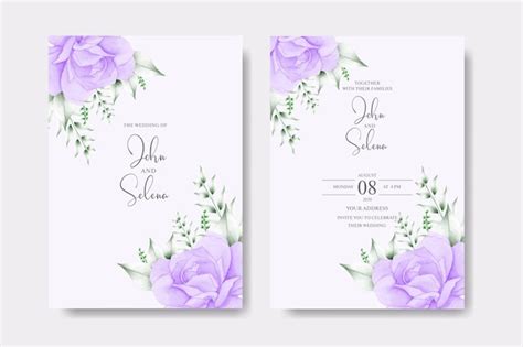 Premium Vector Elegant Watercolor Floral Wedding Invitation Card