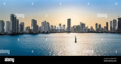 Cartagena City Skyline At Sunset Stock Photo Alamy