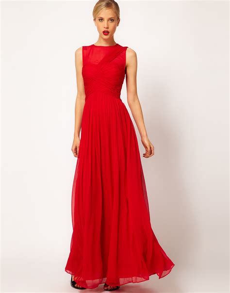 Mango Premium Maxi Dress in Red | Lyst