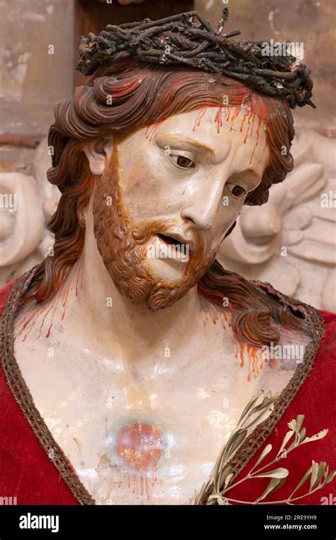 NAPLES ITALY APRIL 21 2023 The Carved Polychrome Bust Of Ecce