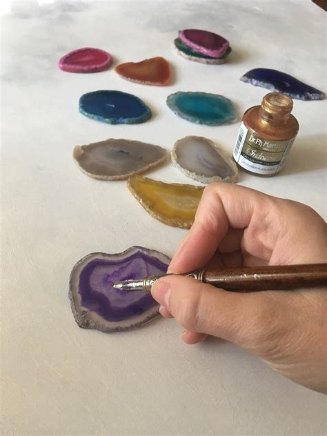 How To Write And Paint On Agate — Raleigh Calligraphy And Design