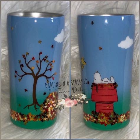 Snoopy Glitter Tumbler Snoopy Fall Tumbler By Darlingndistressed16 On