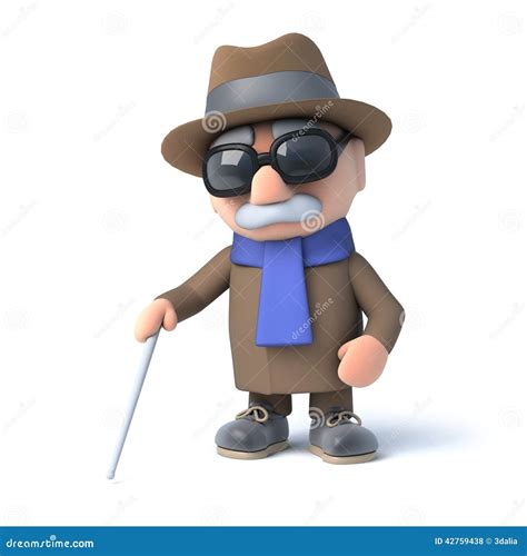 3d Blind Man Walking With A Cane Stock Illustration Illustration Of