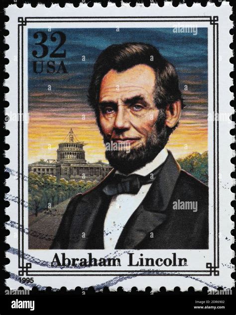 Abraham Lincoln Portrait On American Postage Stamp Stock Photo Alamy