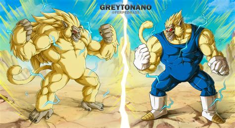 Oozaru Ssj3 Goku Vs Oozaru Majin Vegeta By Greytonano On Deviantart