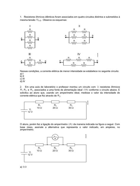 Associação De Resistores Download Grátis Pdf Resistência Elétrica E