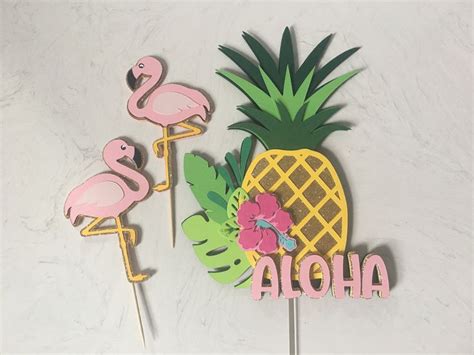 Aloha Cake Topper Pineapple Cake Topper Hawaiian Cake Topper