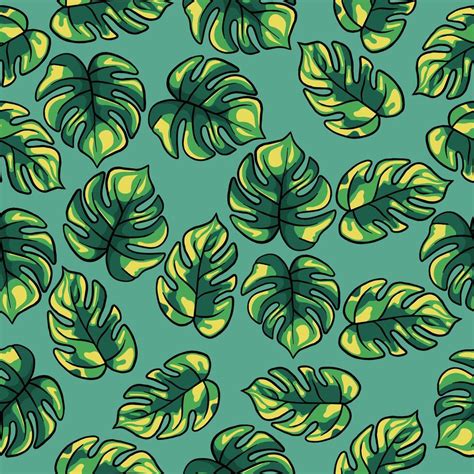 Monstera Leaves Seamless Pattern Background Vector Art At Vecteezy