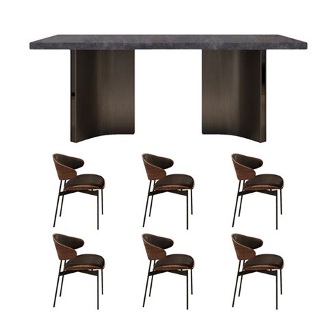 Greyleigh Rock Plate Dining Table And Chairs 7 Piece Double Pedestal