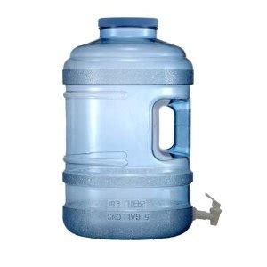 A Large Blue Plastic Water Bottle On A White Background