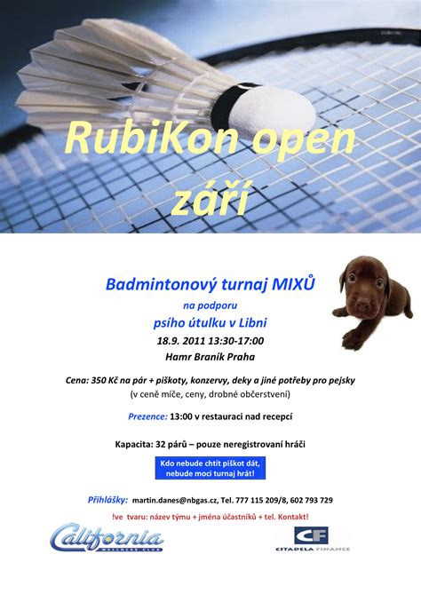 Pozv Nka Do Prahy Na Badmintonov Turnaj Mix Badminton Je Badec Cz