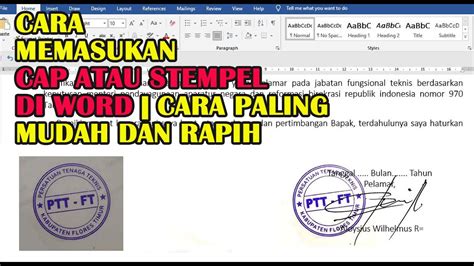 Cara Memasukan CAP ATAU STEMPEL Di Word | CARA PALING MUDAH DAN RAPIH ...
