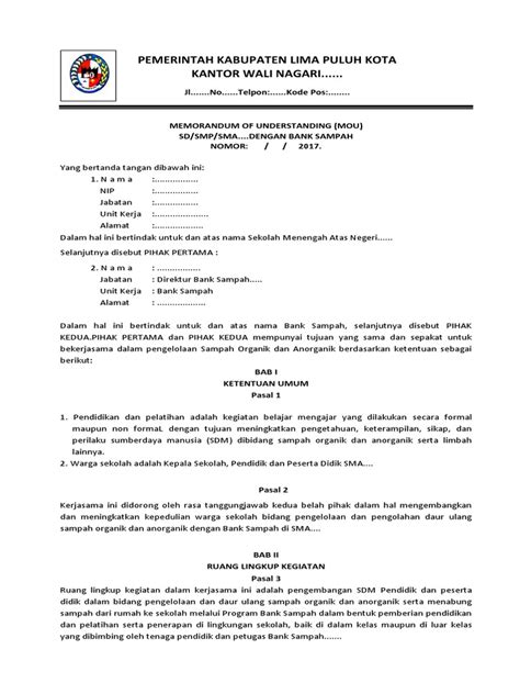 Detail Contoh Surat Mou Sekolah Dengan Perusahaan Koleksi Nomer