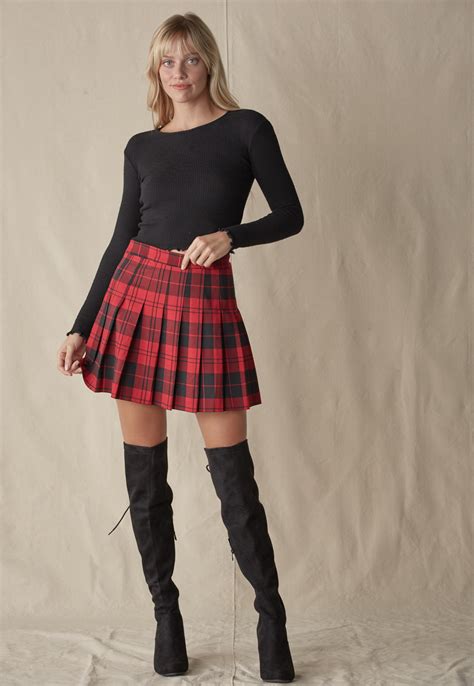 Plaid Pleated Mini Skirt Shop Best Sellers At Papaya Clothing