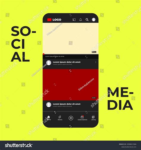 Social Media Screen Template Mobile Video Stock Vector Royalty Free