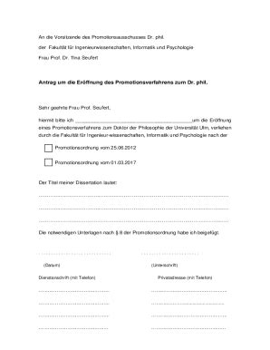 Ausf Llbar Online Informationen Zum Antrag Auf Zulassung Zur Promotion