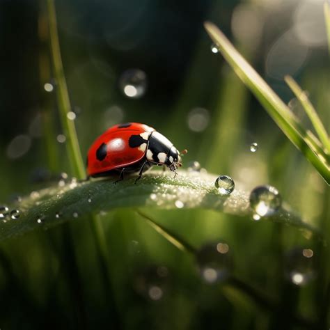 Premium Ai Image A Photograph Realistic Of Lady Bug Sitting On Top Of