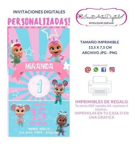 Invitaci N Digital Personalizada Cry Babies Bebes Llorones En