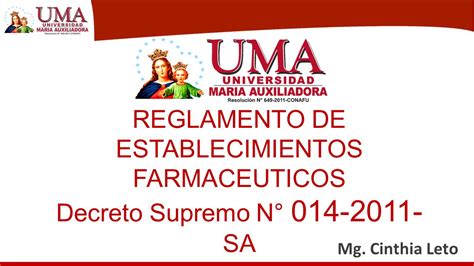 Reglamento De Establecimientos Farmaceuticos Decreto Supremo N Sa Mg