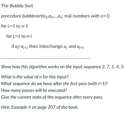 Solved The Bubble Sort Procedure Bubblesort A1 A2 An Chegg