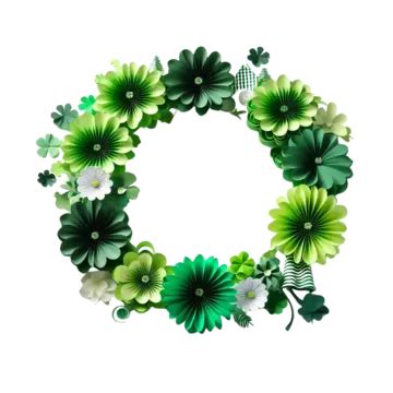 Beautiful Saint Patricks Day Paper Clover Wreath Isolated Saint