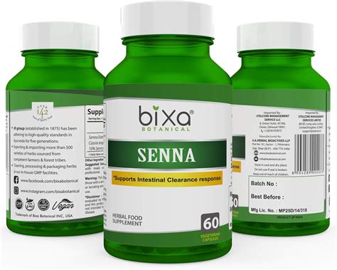 Senna Leaves Extract Veg Capsules 60 Count 450mg Cassia Angustifolia