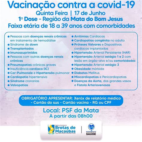 Vacina O A Dose Mata Do Bom Jesus Prefeitura De Brotas De Maca Bas