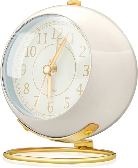 Mtlee Small Desk Clocks Classic Non Ticking Tabletop Alarm