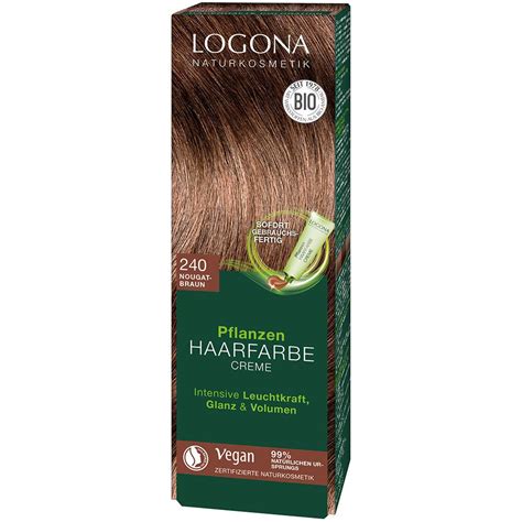 LOGONA Naturkosmetik Pflanzen Haarfarbe Creme 240 Nougatbraun 150 Ml