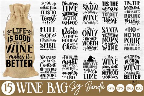 Christmas Wine Bag Svg Bundle Graphic By Svgcraft · Creative Fabrica