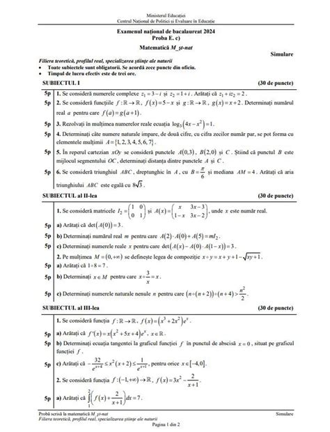 Simulare Bac 2024 Matematica Renae Charlene