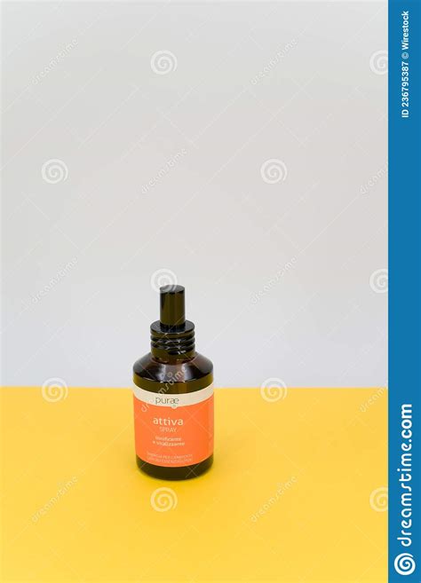 Isolated Glass Bottle With Essential Oil Room Fragrance On A Yellow