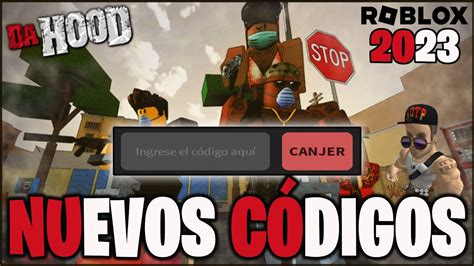 NUEVOS CÓDIGOS de DA HOOD activos de ENERO 2023 de ROBLOX TODOS