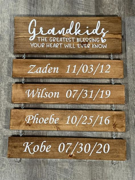 Three Wooden Signs That Say Grandkids The Greatest Blessing And Your