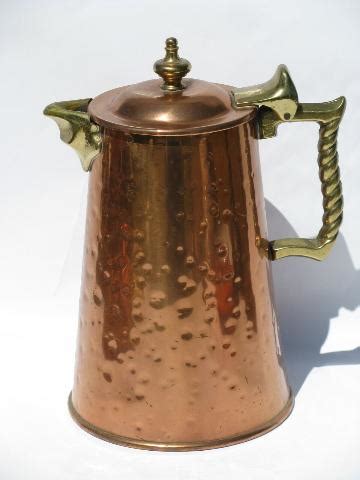 Colonial Ware Hammered Copper Coffee Set Pot W Sugar Cream Pitcher