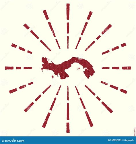 Panama Logo Grunge Sunburst Poster With Map Of Vector Illustration