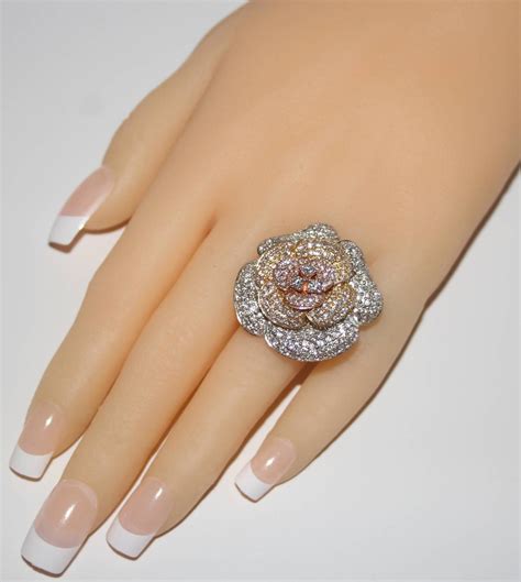 Multi Tone Gold Diamond Large Flower Ring At 1stdibs