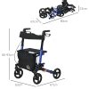 Homcom Wheel Rollator With Seat And Back Folding Mobility Walker