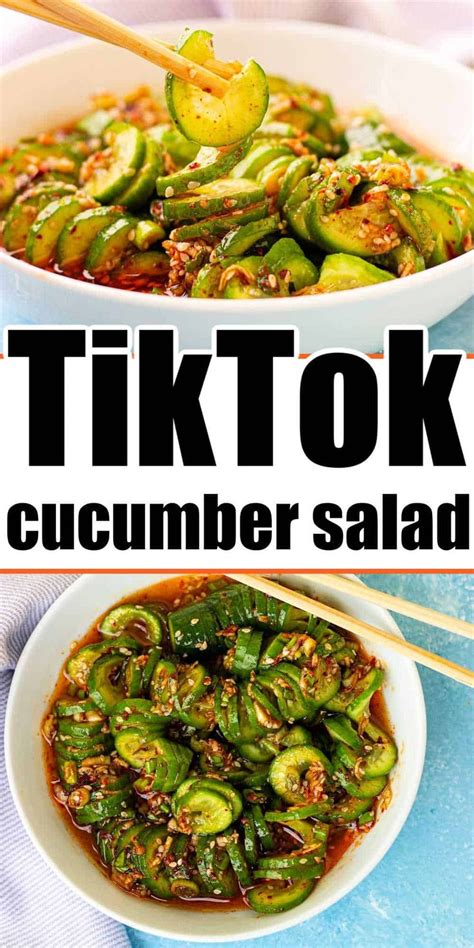 Tik Tok Korean Cucumber Salad Spicy Cucumber Salad Asian In 2024