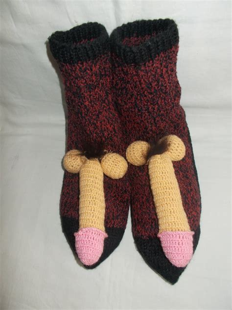 Crochet Penis Socks Sexy T Bachelor Groom Knitted Vagina Etsy