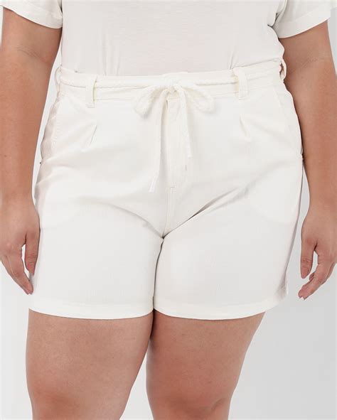 Riachuelo Bermuda Jeans Plus Size Feminina Mom Branco Ak Plus By