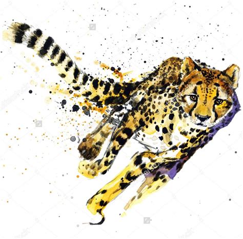 Gorgeous running watercolor cheetah with a lot of spots tattoo design ...