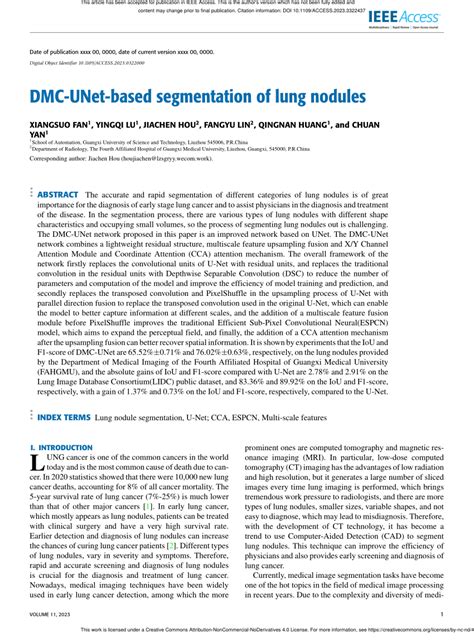 PDF DMC UNet Based Segmentation Of Lung Nodules